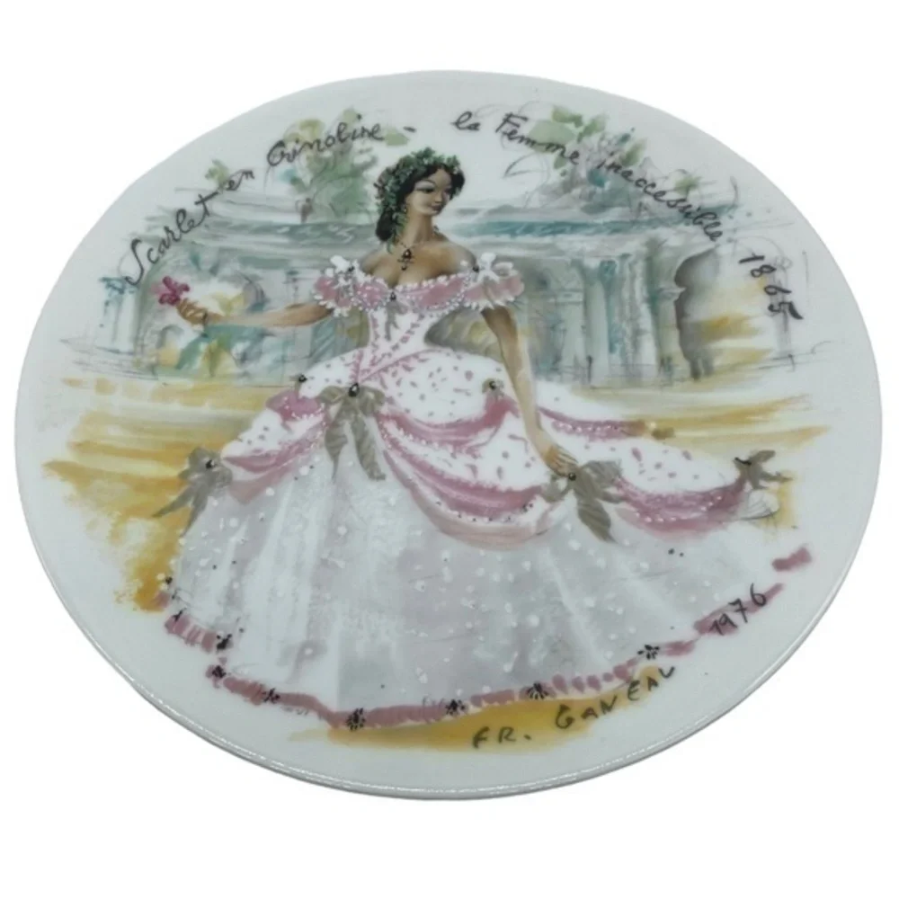 Vintage Limoges Scarlet in Crinoline The Inaccessible Women 1865 Plate